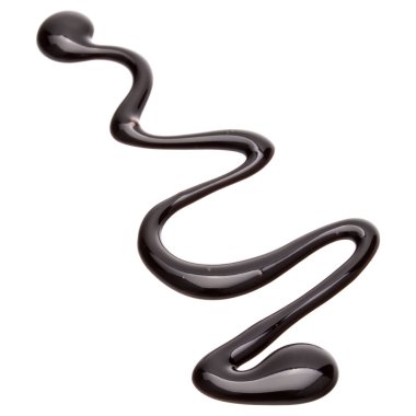 Beyaz arkaplanda izole edilmiş çikolata şurubu damlası