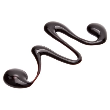 Beyaz arkaplanda izole edilmiş çikolata şurubu damlası