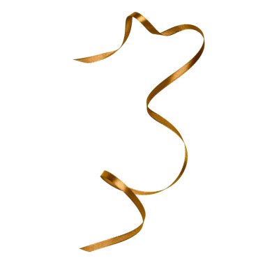 Beyaz arka plan üzerinde izole kahverengi renkte parlak saten kurdele yakın çekim