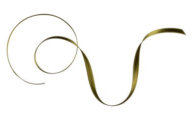 Beyaz arka plan üzerinde izole yeşil renkte parlak saten kurdele. Dekorasyon için kurdele resmi.