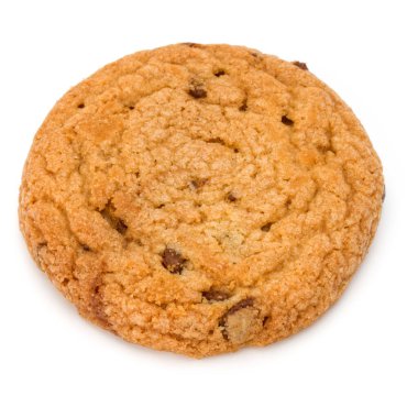 Beyaz arka plan üzerinde izole bir çikolata parçalı kurabiye. Tatlı bisküvi. Ev yapımı pasta.