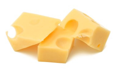 Küp peyniri. Beyaz arka plan kesme izole peynir blok