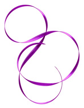 Beyaz arka plan üzerinde izole lavanta renkli parlak saten kurdele yakın çekim