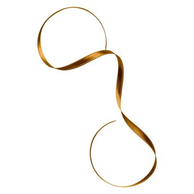 Beyaz arka plan üzerinde izole kahverengi renkte parlak saten kurdele yakın çekim