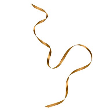 Beyaz arka plan üzerinde izole kahverengi renkte parlak saten kurdele yakın çekim