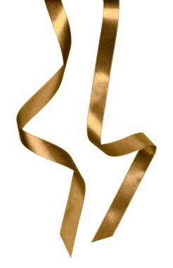 Beyaz arka plan üzerinde izole kahverengi renkte parlak saten kurdele kapatın. Dekorasyon için kurdele resmi.