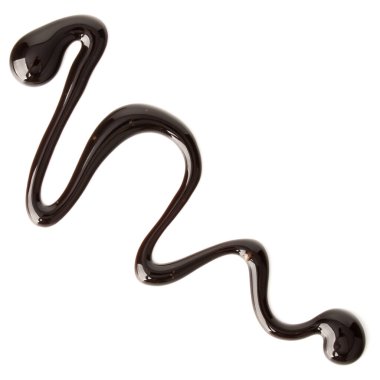 Çikolata şurubu izole üzerinde beyaz arka plan damla. Üstten Görünüm.