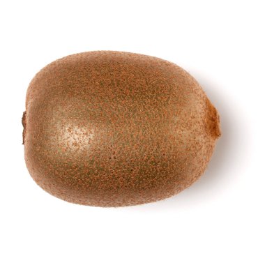 Beyaz arka planda bütün kivi meyvesi izole edilmiş. Kiwifruit yassı. Düz yatış, üst görünüm.