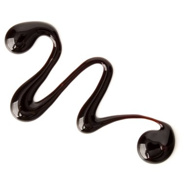 Çikolata şurubu izole üzerinde beyaz arka plan damla. Üstten Görünüm.