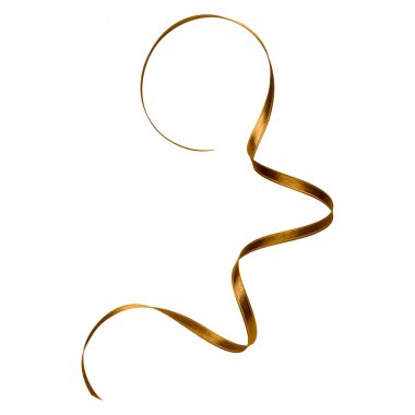 Beyaz arka plan üzerinde izole kahverengi renkte parlak saten kurdele kapatın. Dekorasyon için kurdele resmi.