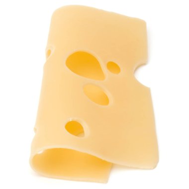 Beyaz arka plan üzerinde izole bir peynir dilimi