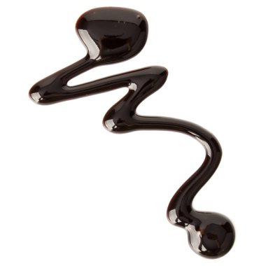 Çikolata şurubu izole üzerinde beyaz arka plan damla. Üstten Görünüm.