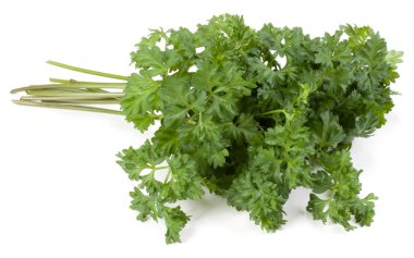 Beyaz arka plan kesme izole demet maydanoz yaprakları