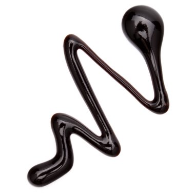 Çikolata şurubu izole üzerinde beyaz arka plan damla. Üstten Görünüm.