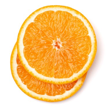 Turuncu meyve dilim beyaz arka plan closeup izole. Gıda arka plan. Düz yatıyordu, en iyi görünümü.