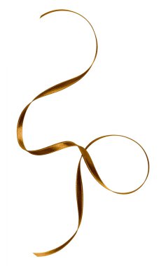 Beyaz arka plan üzerinde izole kahverengi renkte parlak saten kurdele kapatın. Dekorasyon için kurdele resmi.