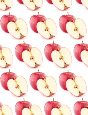 Kırmızı elma beyaz arka planda izole edilmiş. Kusursuz yemek kalıbı.