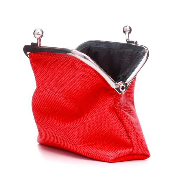 Red Cash Wallet Isolated White Background Charge Purse Open Empty — Stock Photo, Image