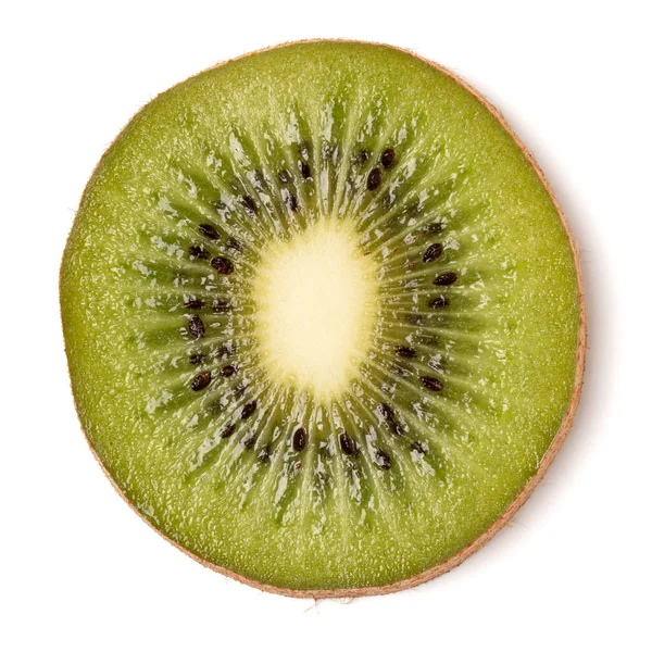 Kiwi Frukt Skiva Isolerad Vit Bakgrund Närbild Kiwifruit Slice Flatlay — Stockfoto