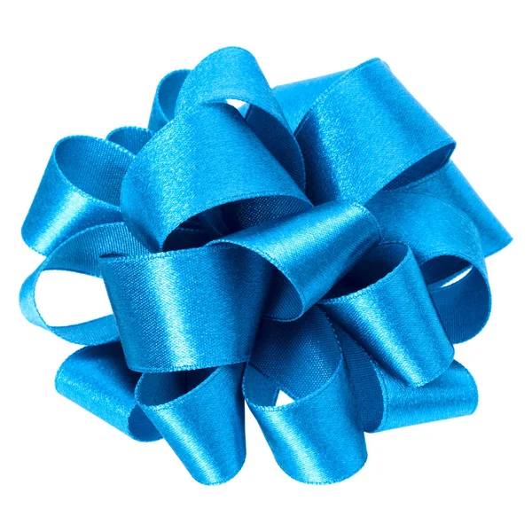 Große Runde Schleife Blauer Farbe Isoliert Auf Weißem Hintergrund Nahaufnahme — Stockfoto