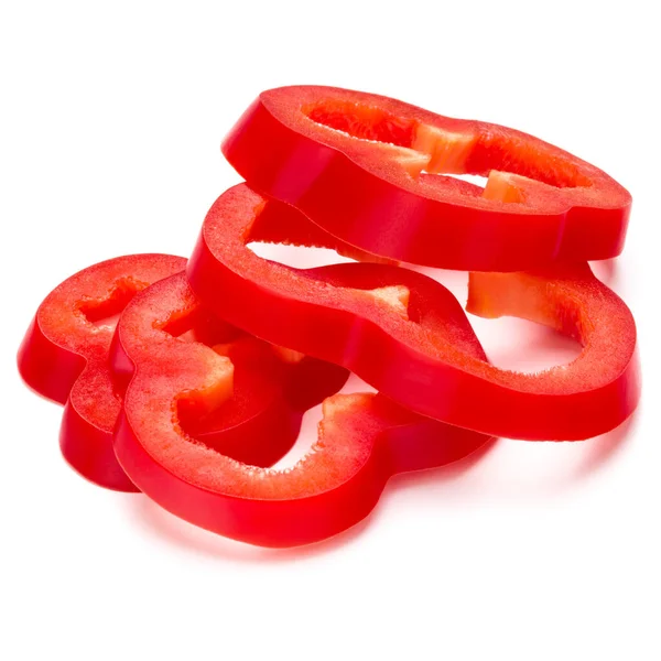 Red Sweet Bell Pepper Slices Isolated White Background Cutout — Stock Photo, Image