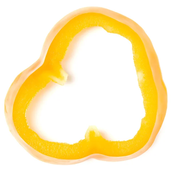 Φέτα Κίτρινου Πιπεριού Απομονώθηκε Λευκό Φόντο Κορυφαία Θέα Επίπεδη — Φωτογραφία Αρχείου