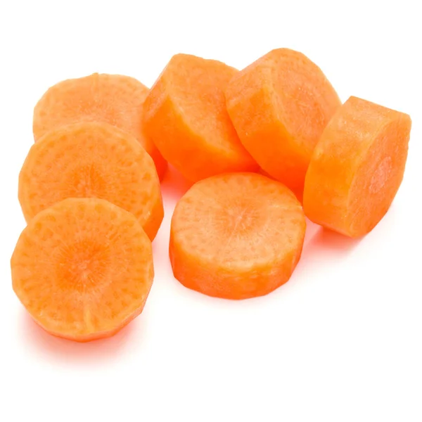 Gehackte Karottenscheiben Isoliert Auf Weißem Hintergrund Ausschneiden — Stockfoto