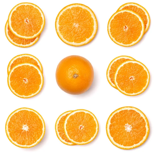 Seamless Pattern Orange Fruit Slices Orange Slices Isolated White Background — Stock Photo, Image