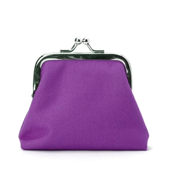 Portefeuille Argent Lilas Isolé Sur Fond Blanc Chargez Sac Porte — Photo