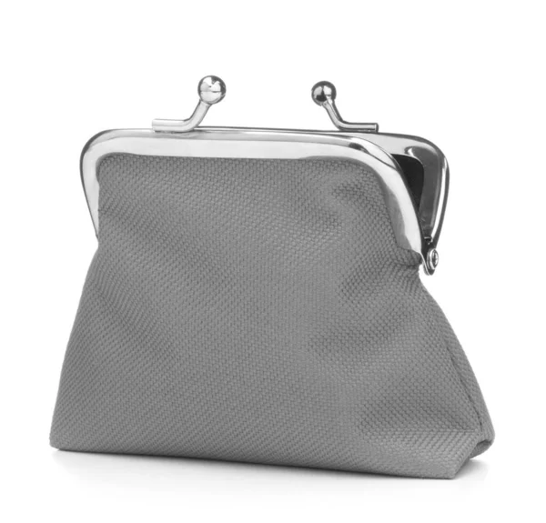 Grey Cash Wallet Isolated White Background Charge Purse Open Empty — Stock Photo, Image