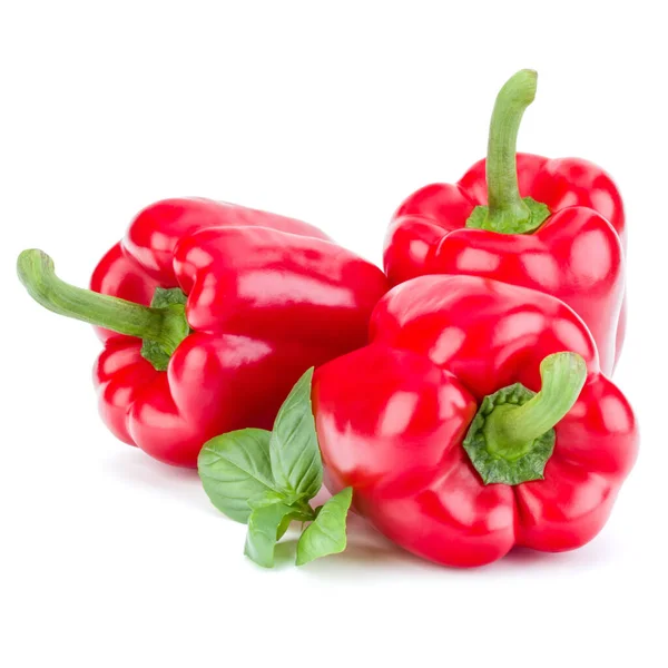 Tre Söta Paprika Isolerad Vit Bakgrund Cutout — Stockfoto