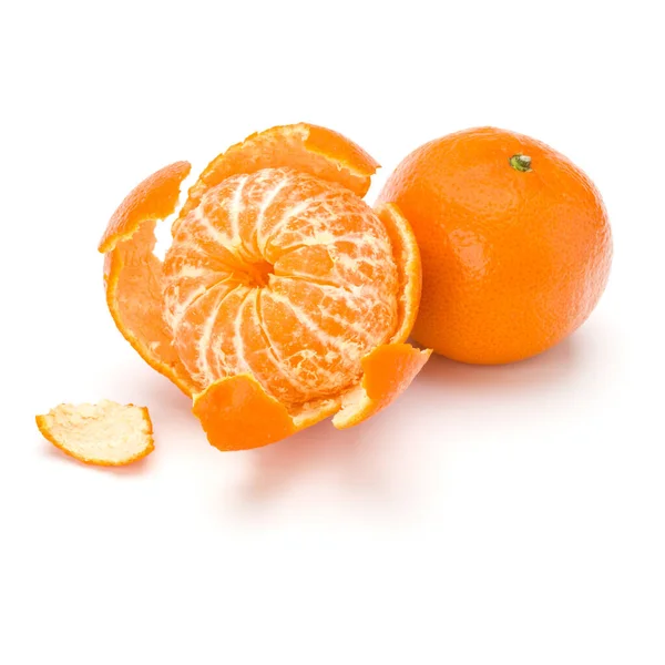 Mandarine Pelée Fruit Mandarine Isolé Sur Fond Blanc Découpe — Photo