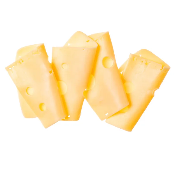 Käsescheiben Isoliert Auf Weißem Hintergrund Ansicht Von Oben Flach Lag — Stockfoto