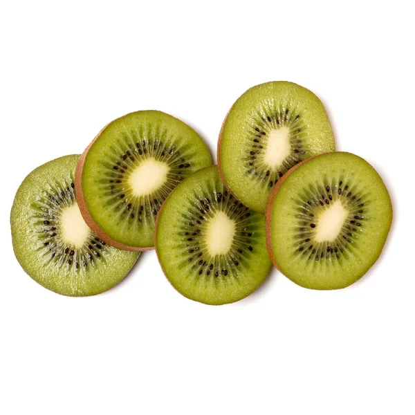 Kiwi Tranches Fruits Isolées Sur Fond Blanc Gros Plan Coupes — Photo