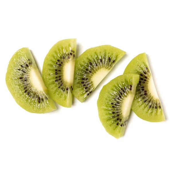 Felii Fructe Kiwi Decojite Izolate Fundal Alb Închidere Jumătate Din — Fotografie, imagine de stoc