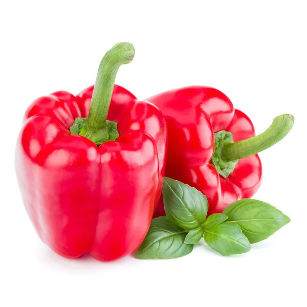 Two Sweet Bell Peppers Isolated White Background Cutout — Stock Photo, Image