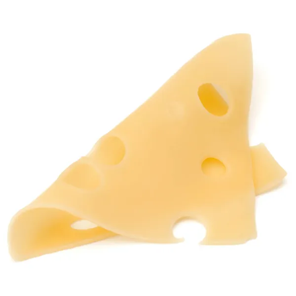 Eine Käsescheibe Isoliert Auf Weißem Hintergrund — Stockfoto