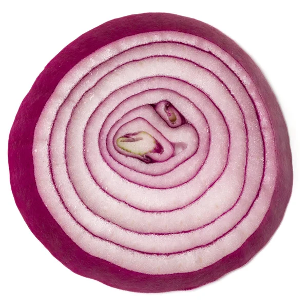 Slice Red Onion Isolated White Background Top View Flat Lay — Stock Photo, Image