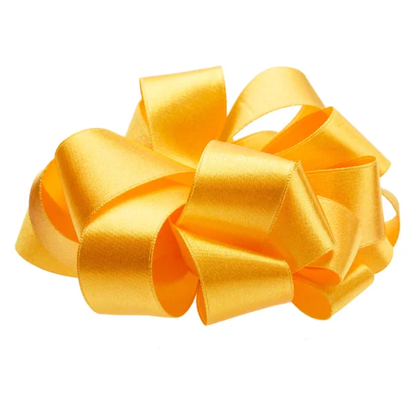 Lazo Cinta Redonda Satinado Brillante Color Amarillo Aislado Sobre Fondo — Foto de Stock