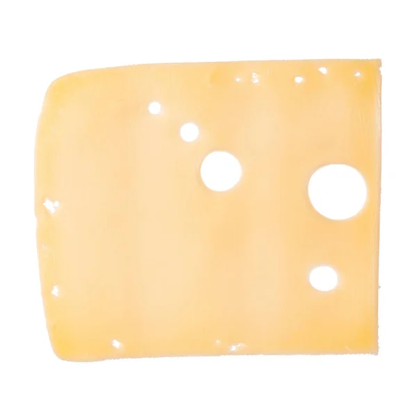 One Cheese Slice Isolated White Background Top View Flat Lay — Stock Photo, Image