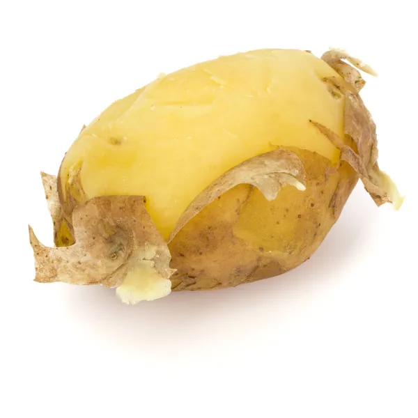 Ένα Βρασμένο Αποφλοιωμένες Πατάτες Που Απομονώνονται Λευκό Φόντο Cutout — Φωτογραφία Αρχείου