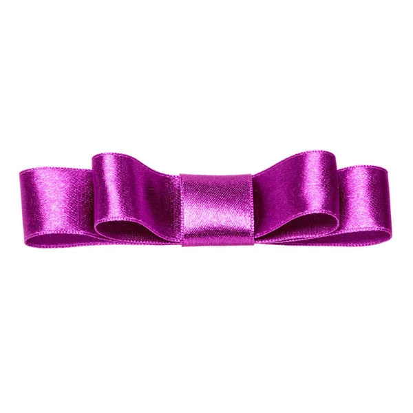 Shiny Satin Ribbon Bow Lilac Color Isolated White Background Close — Stock Photo, Image