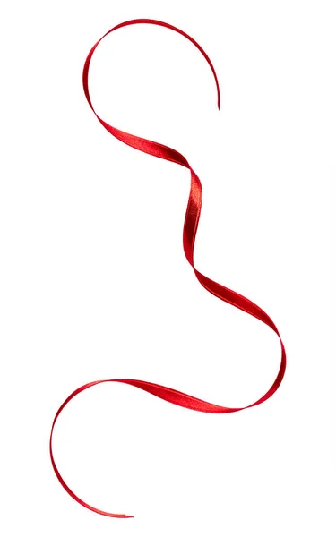Εσωτερικη Λαμπερά Σατέν Κορδέλα Κόκκινο Χρώμα Που Απομονώνονται Λευκό Φόντο — Φωτογραφία Αρχείου