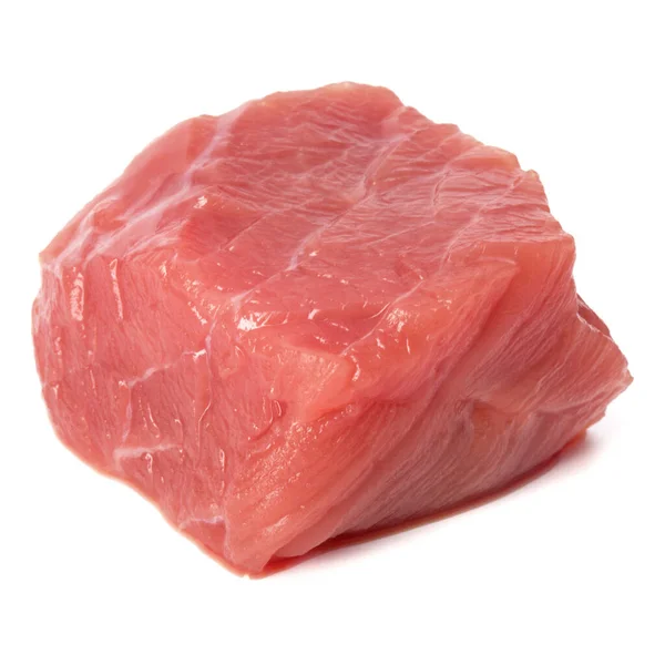 Crudo Tritato Carne Manzo Cubo Isolato Sfondo Bianco Tagliato Fuori — Foto Stock
