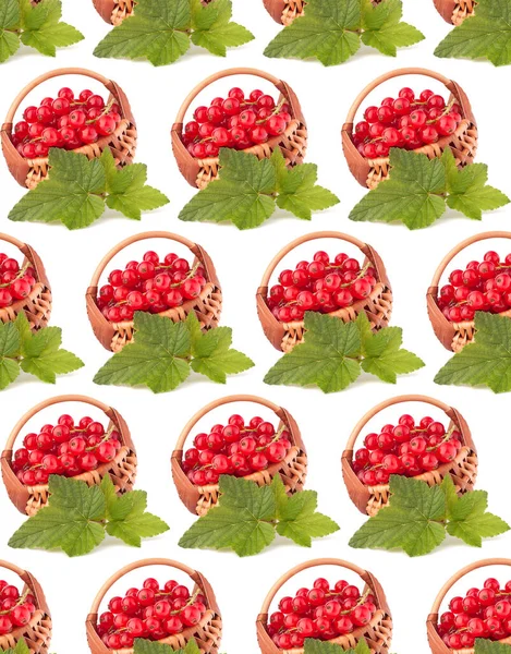 Röda Vinbär Korg Isolerad Vit Bakgrund Cutout Kreativ Layout Frukt — Stockfoto