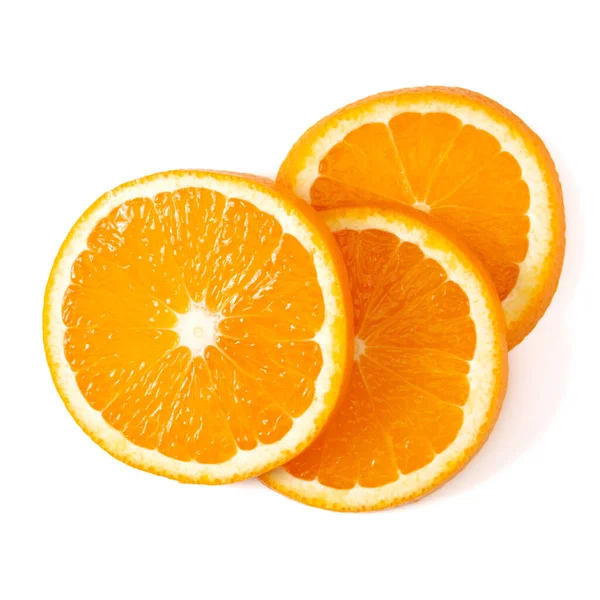 Orange Frukt Skiva Isolerad Vit Bakgrund Närbild Mat Bakgrund Platt — Stockfoto