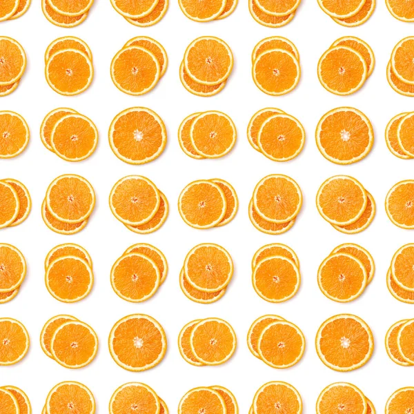 Varrat Nélküli Mintát Narancssárga Gyümölcs Szelet Narancs Szelet Elszigetelt Fehér — Stock Fotó
