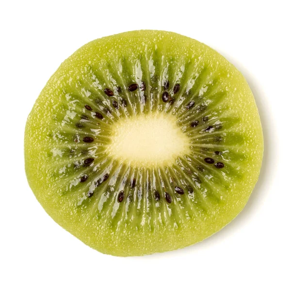 Skalad Kiwi Frukt Skiva Isolerad Vit Bakgrund Närbild Kiwifruit Slice — Stockfoto