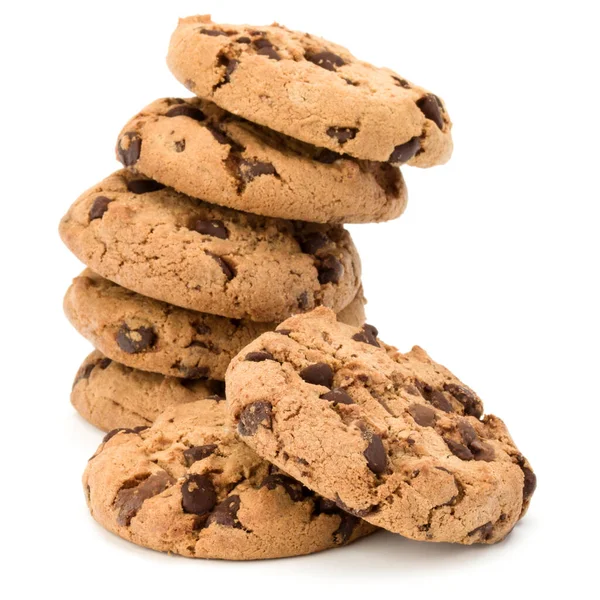 Biscuits Aux Pépites Chocolat Empilés Isolés Sur Fond Blanc Biscuits — Photo