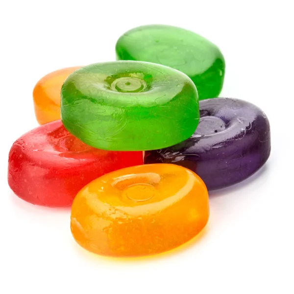 Kleurrijke Vruchten Harde Suiker Gekookt Sweeties Snoepjes Suiker Pruimen Geïsoleerd — Stockfoto
